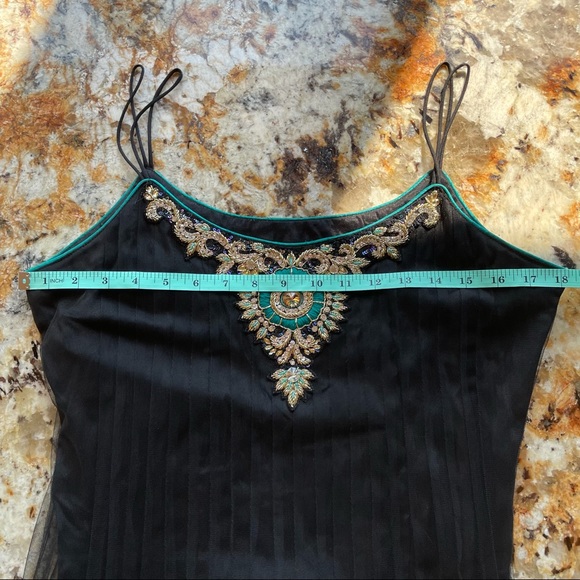 Dress, Embroidered, Tulle, Black & Blue, Made in India - Picture 7 of 8